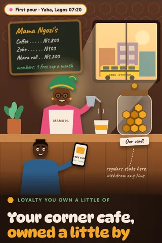 Cafe Vault, first screen of the live demo
