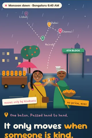 Kindness Relay, first screen of the live demo