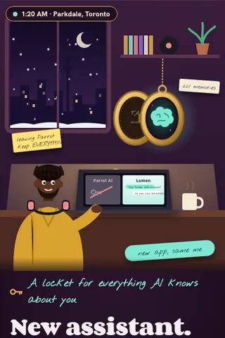Keepsake Mind, first screen of the live demo