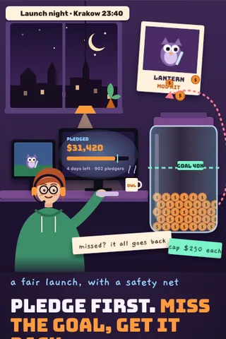 Pledge Curve, first screen of the live demo