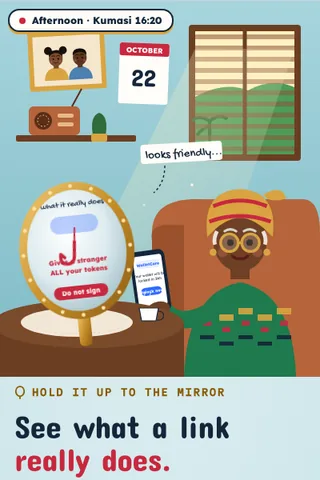 Scam Mirror, first screen of the live demo