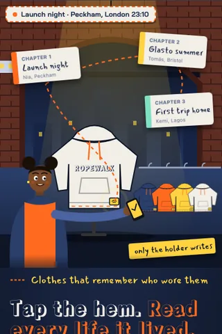Stitch Story, first screen of the live demo