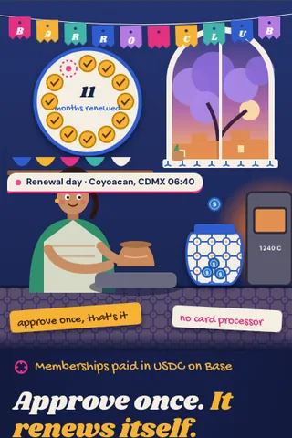 USDC Subscription, first screen of the live demo